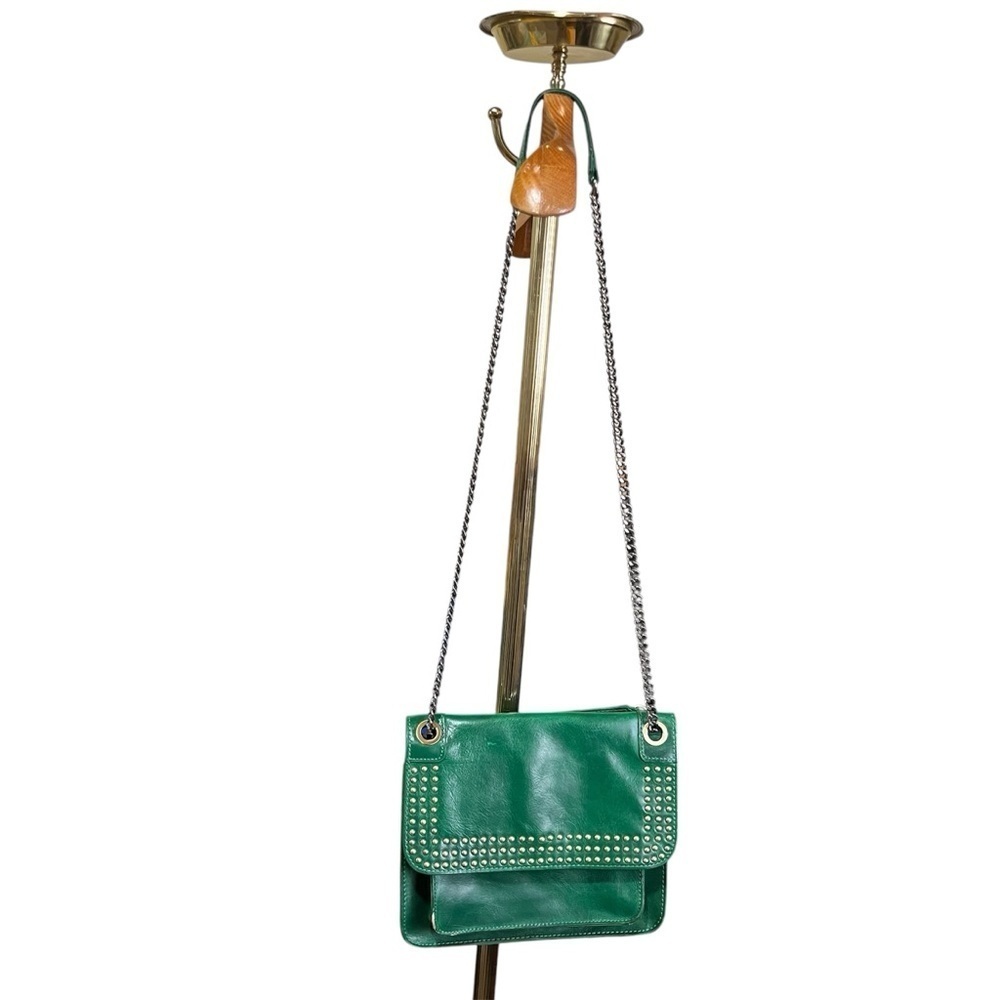 Patricia Nash Discovery Green Studded Merano Leather Shoulder Bag - Picture 2 of 16